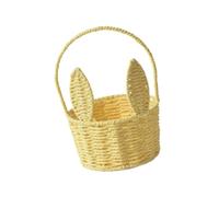 Easter Bunny Basket Portable Woven Flower Basket for Holiday Kitchen Camping Yellow, 20x26cm