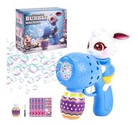 Easter Bunny Bubble Machine for Kids, Light Up Bubble Machine with 10 Refill Solution, Automatic Bubble Maker for Easter Basket Stuffer, Party Wedding Outdoor Fun, Birthday Gift (Blue)