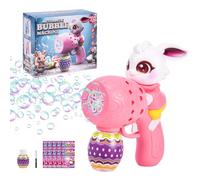 Easter Bunny Bubble Machine, Light Up Bubble Machine with 10 Refill Solution, Automatic Bubble Maker for Easter Basket Stuffer, Party Wedding Outdoor Fun, Birthday Gift (Pink)