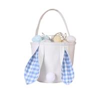Easter Bunny Bucket Bag - Reusable Rabbit Tote with Handles - Cute Egg Hunt Storage Basket for Kids Spring Party Candy Hunt Gift Bag Easter Decoration Activity Supplies