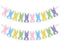 Easter Bunny Bunting Banner, Easter Bunny Bunting, Easters Bunnies Decorations, Happy Easters Flag Bunt, Colorful Rabbit Party Banners, for Eastertide Birthday Festival Outdoor Indoor Party Decor