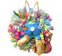 Easter Bunny Butt Garland 55x40cm Easter Thief Bunny With Ears Wreath Door Artificial Wreaths Rabbit Decorations Wall Hanging Rabbit Butt Welcome Sign Attachment Happy Spring Outdoor