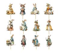 Easter Bunny Cake Decorations, 12 Pieces Animal Shaped Decorations - Easter Cake Decoration and Birthday Decorations - for Party Celebrations, Birthdays, DIY, and