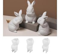 Easter Bunny Candle Moulds, 3Pcs Hear See Speak No Evil Rabbit Resin Moulds, Reusable Bunny Candle Mould, Casting Soap Chocolate Candle Moulds Easter Decoration