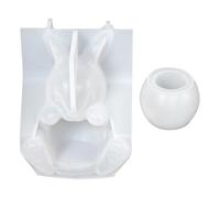 Easter Bunny Candlestick Flower Pot Silicone Mold, Easy Release, 8.8x6.5x5.4cm, Easter Rabbit Silicone Moulds, Candle Making Mold, Reusable Design, for Chocolate Soap Home Decor