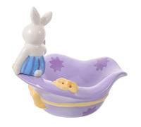 Easter Bunny Ceramic Candy Bowl Rabbit Snack Dish for Spring Parties | Porcelain Finish, Smooth Glazed Surface, Easy Wipe Clean, Elegant Tabletop Display for Sweets, Biscuits and Easter Eggs