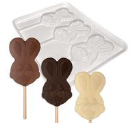 Easter Bunny Chocolate Lolly Mould - 64g - Packs of 3, 6 or 12 - DIY Easter Egg Hunt Lolly Mould (3 Moulds)