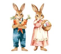 Easter Bunny Clips - Antique Farmhouse Oversized Sticker Sheets Traceless Easy Stick Seasonal Festive | Home Glass Entryways Holiday Atmosphere Styling Easter Time