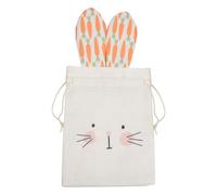 Easter Bunny Cloth Bags Rabbit Design Beige Drawstring Bags Animal Shape Storage Parcel Garden Tea Party Decorations For Kids