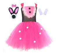 Easter Bunny Costume Five Piece Set for Girls Cartoon Role Play Dress Up Party Stage Performance Outfit (8-9 Years)