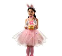 Easter Bunny Costume Five Piece Set for Girls Cartoon Role Play Dress Up Party Stage Performance Outfit (4-5 Years)