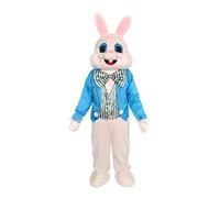 Easter Bunny Costume Rabbit Mascot Adult Size Halloween Party Dress, Blue2, Large