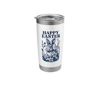 Easter Bunny Daffodils Flowers Rabbit Hare Retro Spring Stainless Steel Insulated Tumbler