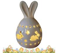 Easter Bunny Decor - Centerpiece Bunny Lamp, Easter Bunny Ceramic Light Ornament for Fireplace Office Windowsill Centerpiece Party Holiday Spring Cloak