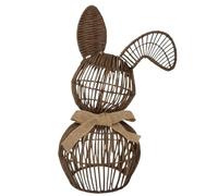 Easter Bunny Decor, Classic Bow Accent, 30x15x15cm, Rabbit Statue, Rattan Woven Easter Bunny Decor, Weather Resistant, For Spring Garden Yard Home Table
