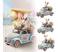 Easter Bunny Decoration Figurines Ornament,2D Driving Handcrafted Flat Acrylic Egg Decorations,Home Office Desktop Table Spring Stand Rabbit Decor Gifts,Charming Holiday Celebrations Figure (A)