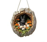 Easter Bunny Decoration Wooden Style Acrylic Modern Spring Ornament for Door Wall Window Sill Holiday Home Decor 30cm(GJ831-001)