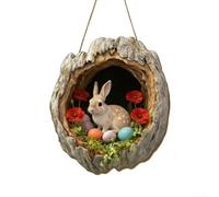 Easter Bunny Decoration Wooden Style Acrylic Ornament for Spring Modern Multicolor Rabbit Decor 30cm for Door Wall Window Sill Home Holiday(GJ831-012)