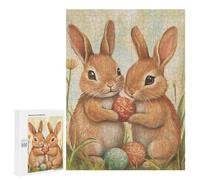 Easter Bunny Decorations-1, 500 PCS Decorative Wooden Puzzle, Year-End Present - for A Rewarding Weekend Challenge