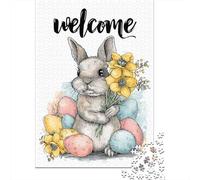 Easter Bunny Decorations 1000-Piece Puzzle for Adults, 70x50cm/1000pcs, White Card Pieces with Reduced Dust; Shared Family Time Around The Table