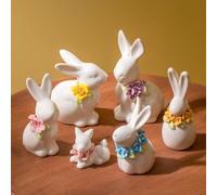 Easter Bunny Decorations for Home,Easter Bunny Figurines,Ceramic White Rabbit Statue Figurine for Spring Table Centerpieces,Lively Minimalist Cute Rabbit for Home Mantle Shelf Spring Party Decoration