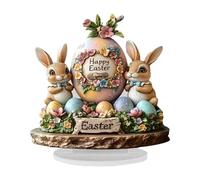 Easter Bunny Decorations, Happy Easter Tabletop Ornament, Easter Egg Ornaments for Tree, Acrylic Spring Bunny Egg Desktop Decoration, Tiered Tray Easter Bunny Figurine, For Home Decor