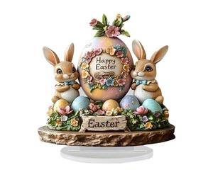 Easter Bunny Decorations, Happy Easter Tabletop Ornament, Easter Egg Ornaments for Tree, Acrylic Spring Bunny Egg Desktop Decoration, Tiered Tray Easter Bunny Figurine, For Home Decor