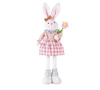 Easter Bunny Decorations, Retractable Legs Standing Rabbit Stuffed, Party Favor, Hold Flowers & Carrot, Photo Props, Handmade Doll, Spring Home Decor for Easter Holidays