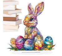 Easter Bunny Decorations, Two-Dimensional Spring Seasonal Centerpiece - Table Decorations with Eggs and Rabbits of Spring, for Home Living Room Shelf, Desk, Furniture, Wedding Fees