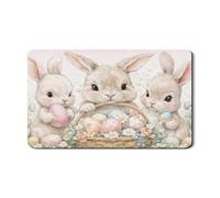 Easter Bunny Dish Drying Mats for Kitchen Counter, Cute Rabbit Floral Absorbent Rubber Dish Drainer Rack Mat, Spring Fanciful Drying Pad for Coffee Bar 12x20 Inch