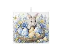 Easter Bunny Dish Drying Mats for Kitchen Counter, Vintage Floral Absorbent Dish Drainer Rack Mat, Spring Garden Microfiber Drying Pads for Kitchen Counter Decor 16x18 Inch