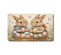 Easter Bunny Dish Drying Mats, Vintage Floral Absorbent Rubber Dish Drainer Rack Mat, Spring Fanciful Pattern Drying Pad for Kitchen Counter 12x20 Inch