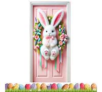 Easter Bunny Door Cover,Cute Happy Spring Home Decor | Easter Door Decorations | for Offices Home Room School Dormitory Apartment Garden Indoor Outdoor