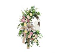 Easter Bunny Door Wreath Spring Front Door Decoration Green Plastic Floral For Ring Bunny Rabbit Wall Hanging Easter Party Favor Supplies Outdoor Garden Spring Decor