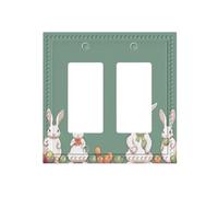 Easter Bunny Dual-Texture Decorative Switch Plate â€“ Premium Pc Wall Panel with Full-Face Printed Design, Two-Gang Toggle Switch Cover with 4 Artistic Colored Screws