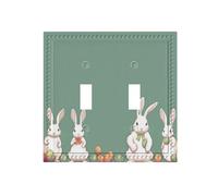 Easter Bunny Dual-Texture Decorative Switch Plate â€“ Premium Pc Wall Panel with Full-Face Printed Design, Two-Gang Toggle Switch Cover with 4 Artistic Colored Screws