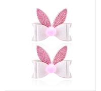 Easter Bunny Ear Hair Clips for Girls Sparkly Pink Rabbit Ear Duckbill Hair Bows for Daughter Festival Party Hair Accessories Set of 2 Glitter Hair Bow Barrettes