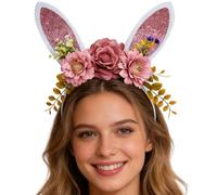 Easter Bunny Ear Headband - Adjustable Soft Glitter Cartoon Costume Decorations - Rabbit Ears Decoration Supplies | Cosplay, Photo Booth Makeup, Christmas, Events and Gatherings