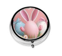 Easter Bunny Ear Small Pill Box 3 Compartment Portable Pill Box for Purse Pocket Spring Tulip Mini Medicine Organiser for Daily Vitamin Fish Oil Storage