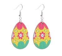 Easter Bunny Earrings Colorful Easter Earrings Rabbit Carrot Elf Egg Wooden Earrings Funny Bunny Earrings for Women, Wood, No Gemstone