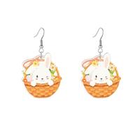 Easter Bunny Earrings Colorful Easter Earrings Rabbit Carrot Elf Egg Wooden Earrings Funny Bunny Earrings for Women, Wood, No Gemstone