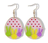 Easter Bunny Earrings Cute Rabbit Eggs Dangle Earring Lightweight Bunny Earrings for Women Acrylic Animal Earring Easter Accessories Holiday Jewelry Gifts for Women, Acrylic, No Gemstone