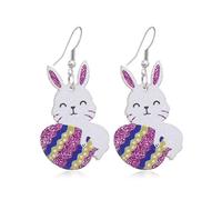Easter Bunny Earrings for Women Cute Bunny Dangle Earrings Acrylic Easter Rainbow Egg Earrings Jewelry Gift, Acrylic, No Gemstone