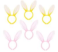 Easter Bunny Ears - 1x Pair of Pink Rabbit Ears + 1x Pair of Yellow Rabbit Ears - Easter Egg Hunt Fancy Dress Accessory Set