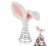 Easter Bunny Ears Tree Topper - Furry Bunny Ears with Metal Spring, Cute Tree Topper Decor Miniature Bunny Ears, Easy To Install Home Party Supplies for Living Room, Bedroom, Hotel