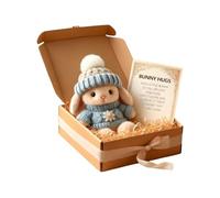 Easter Bunny,Easter Gifts,4 Colors Mini Bunny Hug Cute Easters Gift,Minis Rabbits in Box With Card,Handmade Plush Pocket Hug Rabbit Doll,for Lovers Family Friend(Blue)