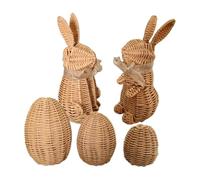 Easter Bunny Egg Set - Craft Spring Farm Decor | Rustic Figurine Bunny Eggs for Holiday Festival Birthday Decorations,