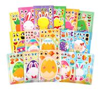 Easter Bunny & Egg Stickers - 32 Sheets Spring Holiday Craft Kit, Ideal for Easter Basket Stuffers, Kids' Party Favors & Family Craft Time (16 Designs, 2 Each)