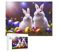 Easter Bunny Eggs Decoration Wooden Jigsaw Puzzle for Adults, 500 PCS