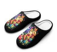 Easter Bunny Eggs Women's Slippers Cotton Warm House Shoes with Rubber Anti-Slip Sole Slip On for Home Outdoor 9-10(40-41)